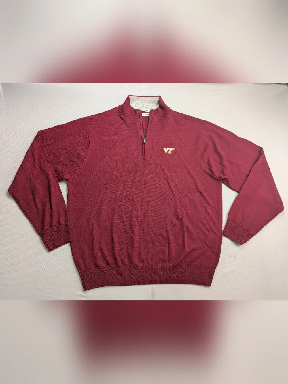 Peter Millar Virginia Tech Hokies Mens XL 1/4 Zip Merino Wool Sweater